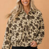 Western Cow-Print Denim Cargo Zip-Up Jacket