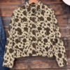 Western Cow-Print Denim Cargo Zip-Up Jacket