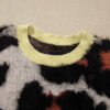 Leopard Colorblock Fuzzy Sweater - Drop Shoulder