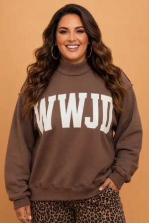 Plus Size Reversible Sweatshirt with WWJD/AMEN Graphic