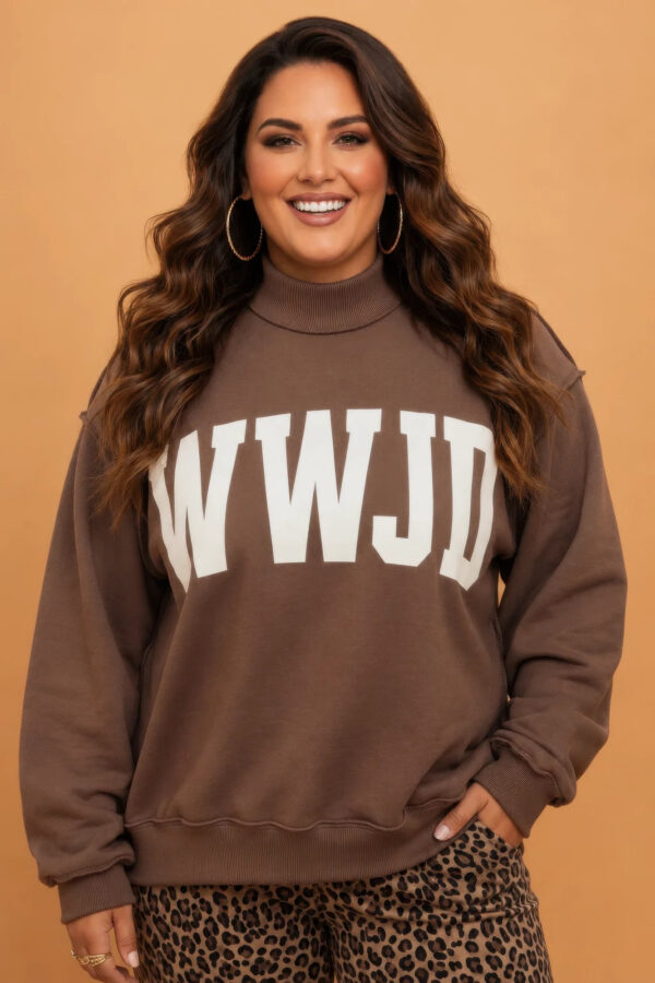 Plus Size Reversible Sweatshirt with WWJD/AMEN Graphic