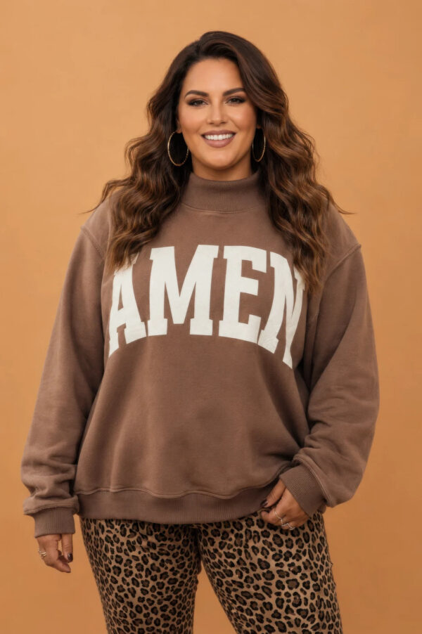 Plus Size Reversible Sweatshirt with WWJD/AMEN Graphic