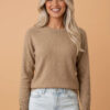 Bishop-Sleeve Crewneck Sweater with Button Cuffs