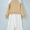 Polka Dot Patchwork Crop Sweatshirt & Wide-Leg Pants Set
