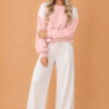 Polka Dot Patchwork Crop Sweatshirt & Wide-Leg Pants Set