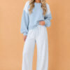 Polka Dot Patchwork Crop Sweatshirt & Wide-Leg Pants Set