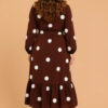 Plus Size Polka Dot Ruffle Midi Dress - Long Sleeve
